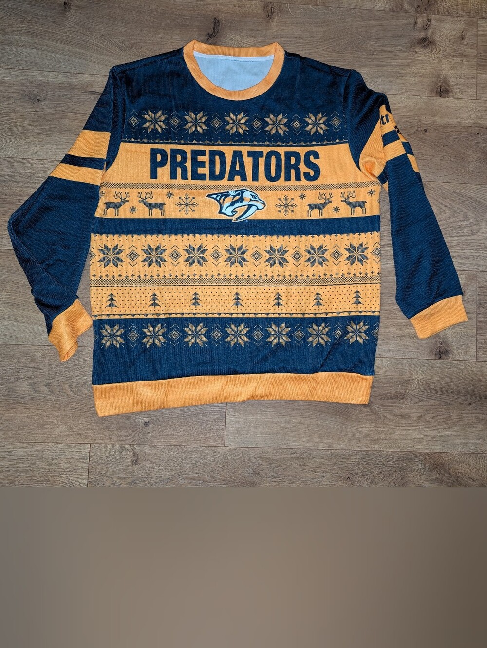 Men's Large Nashville Predators NHL Ugly Christmas Sweater Game Giveaway
